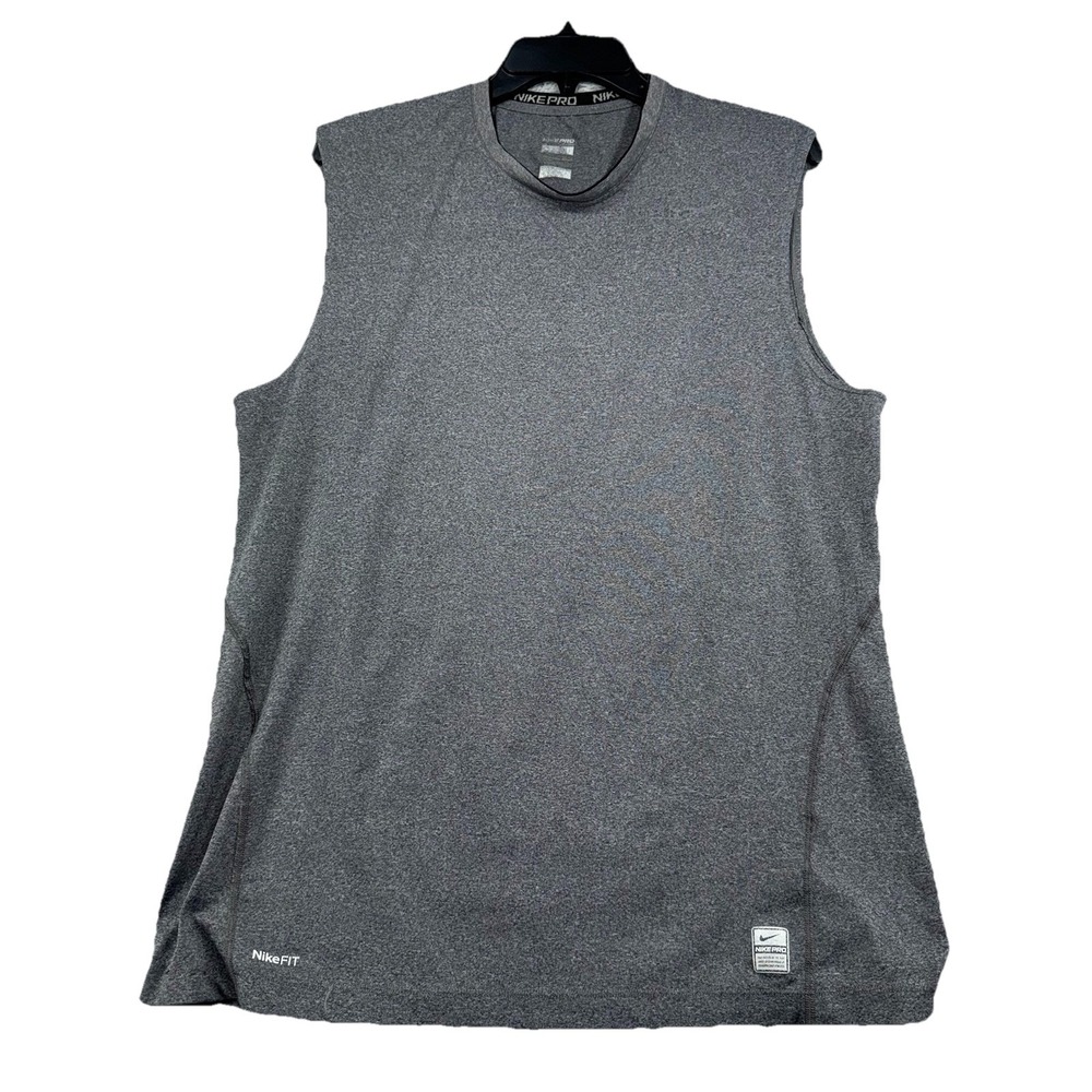 Nike Shirt Mens Large Gray Active Dri Fit Sleeveless Tank Top Pro‎ Running